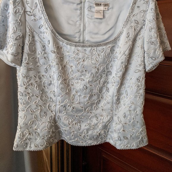 Ice Blue Formal 2PC Satin Full length Dress - Picture 1 of 8